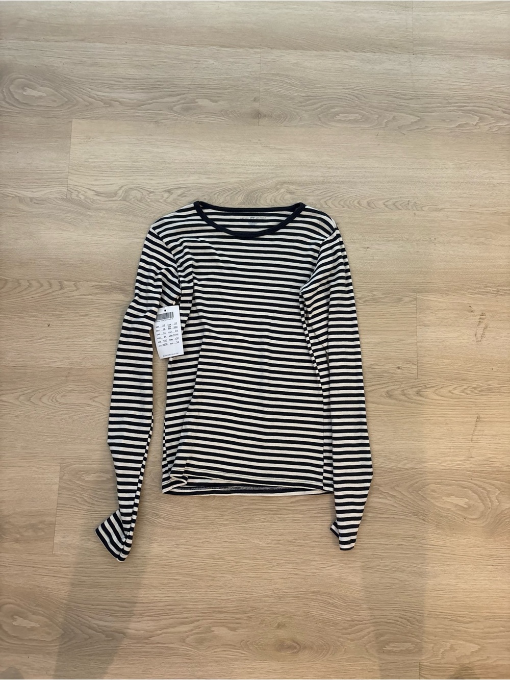 Brandy Melville Striped Long-Sleeve Crewneck Top - Black & White